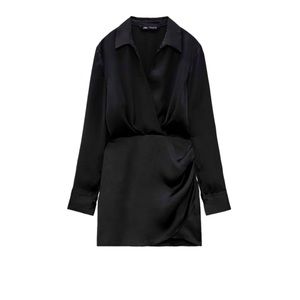 ZARA dress black satin Medium NEW